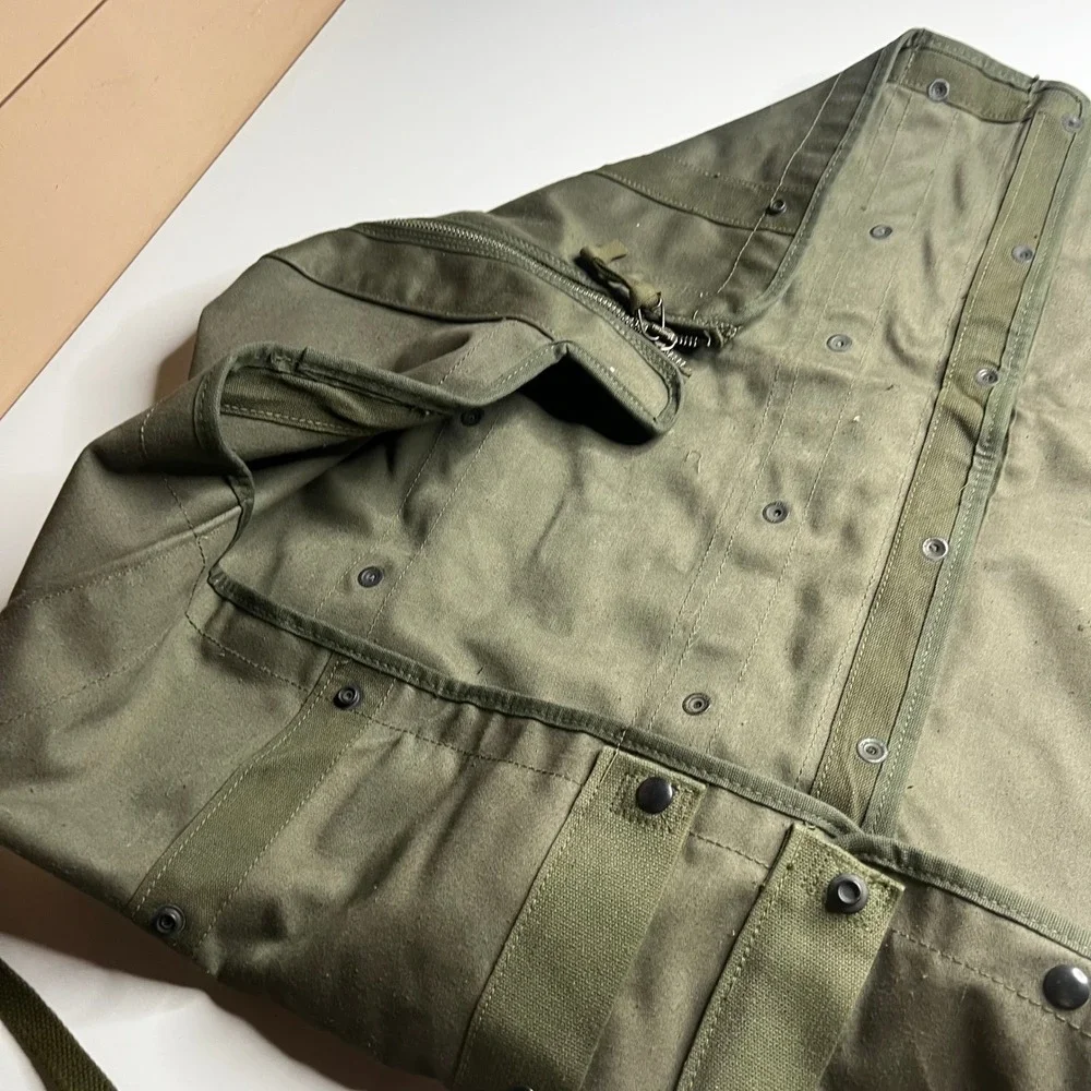 Vintage Military Olive Drab Canvas Duffel Bag Equipment Carrier Utility Gear